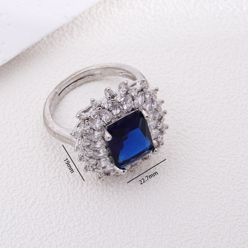 Green Suit Copper Diamond Square Ring Necklace Earring Set