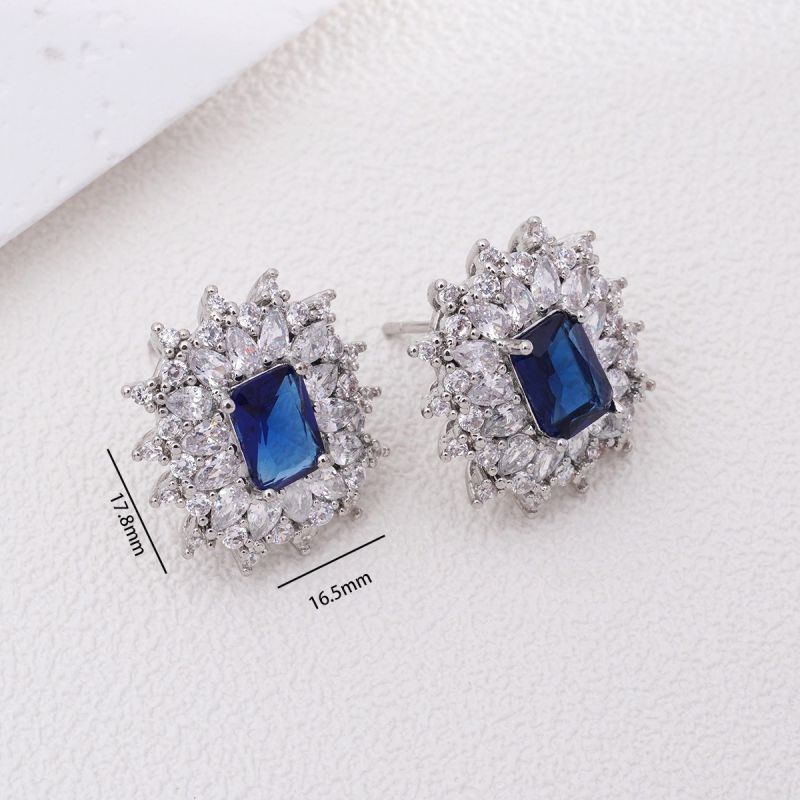 Green Suit Copper Diamond Square Ring Necklace Earring Set