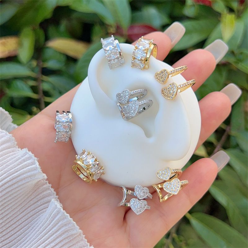 Heart Gold Copper Diamond Heart Earrings