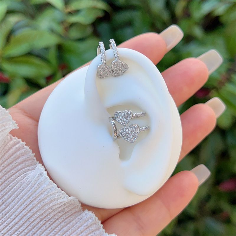 Heart Gold Copper Diamond Heart Earrings