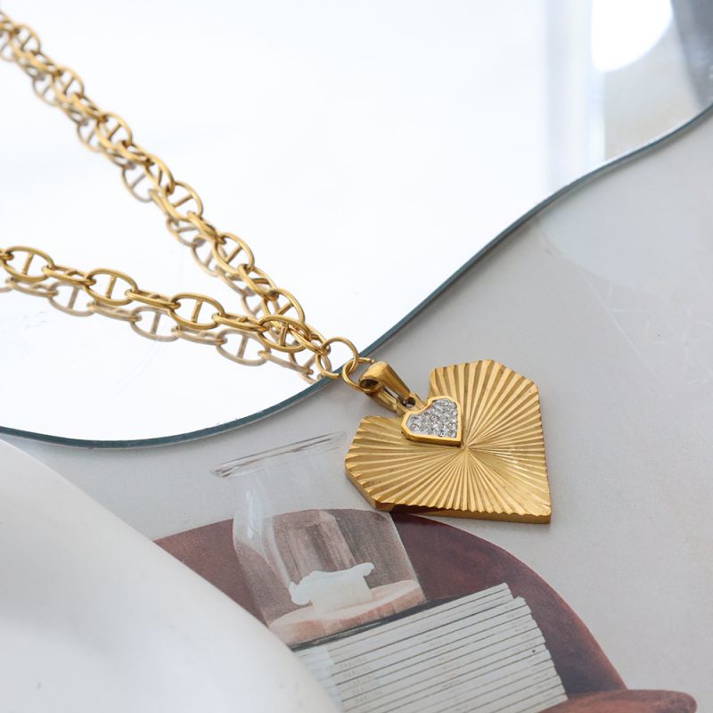 Heart Star Necklace-gold Titanium Steel Heart Necklace