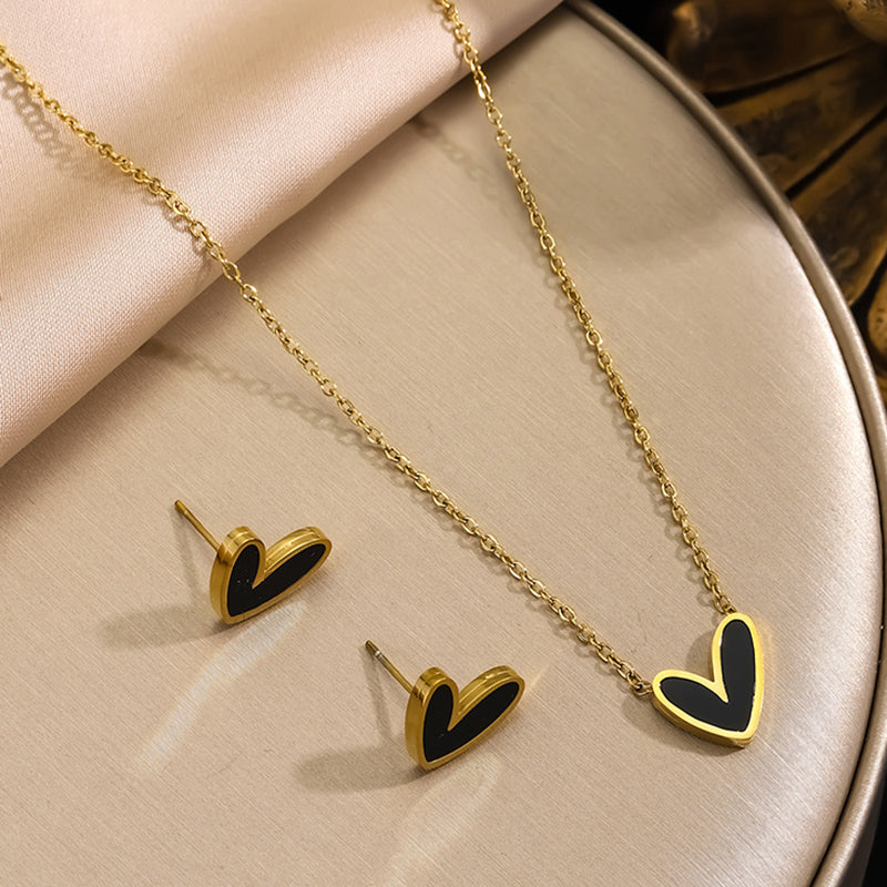 Heart White Shell Earrings Gold Titanium Steel Heart Earrings