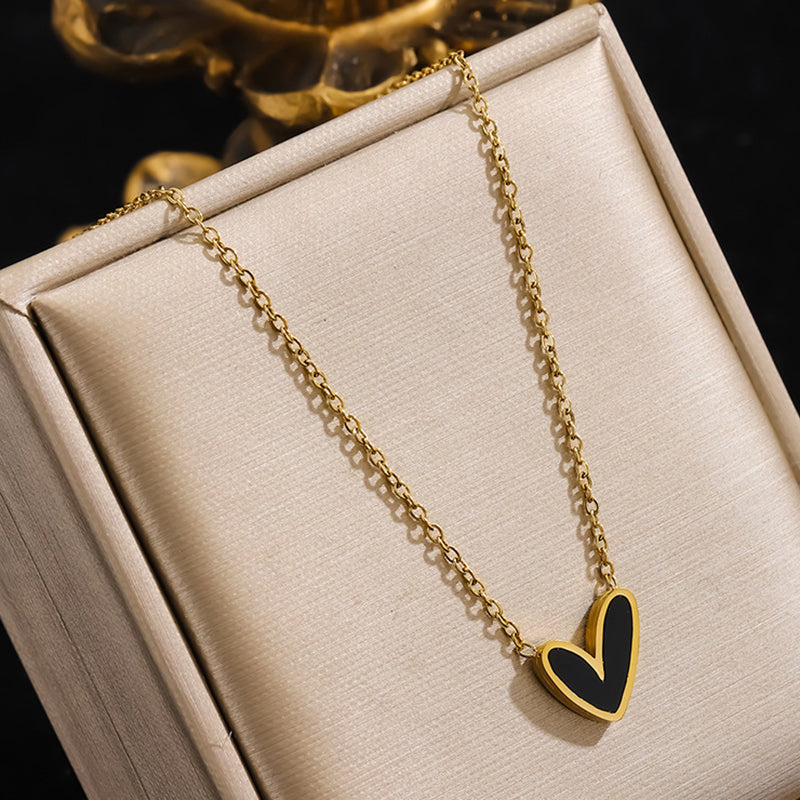 Heart White Shell Earrings Gold Titanium Steel Heart Earrings