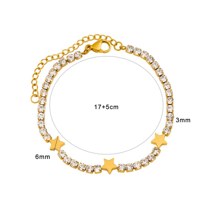 Item 2 Titanium Steel Beaded Love Five-pointed Star Geometric Bracelet