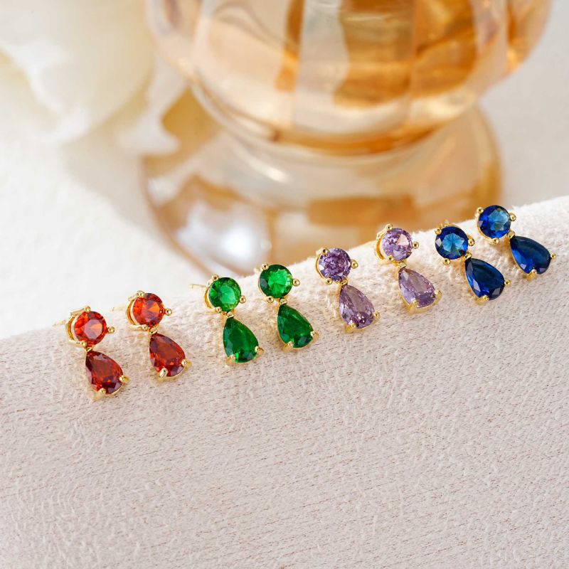 January Copper And Diamond-encrusted Teardrop Earrings