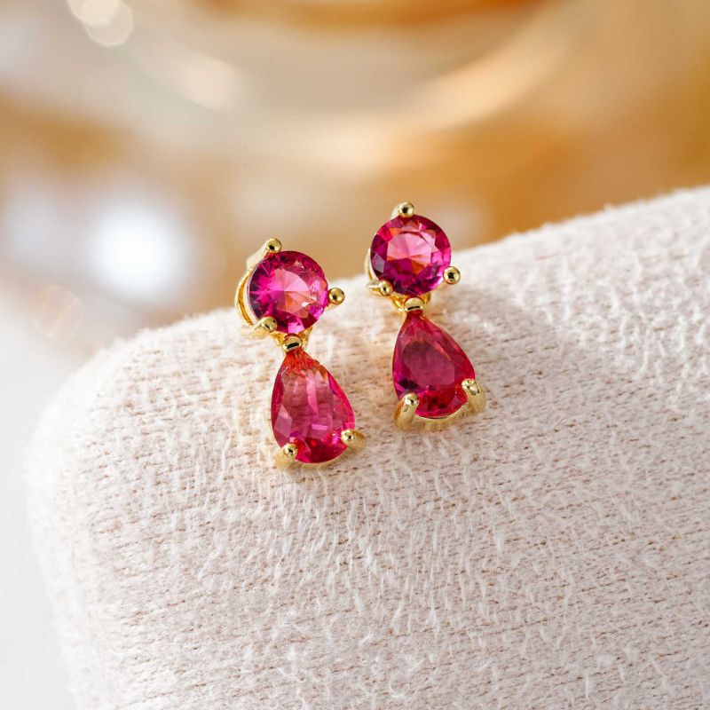 January Copper And Diamond-encrusted Teardrop Earrings