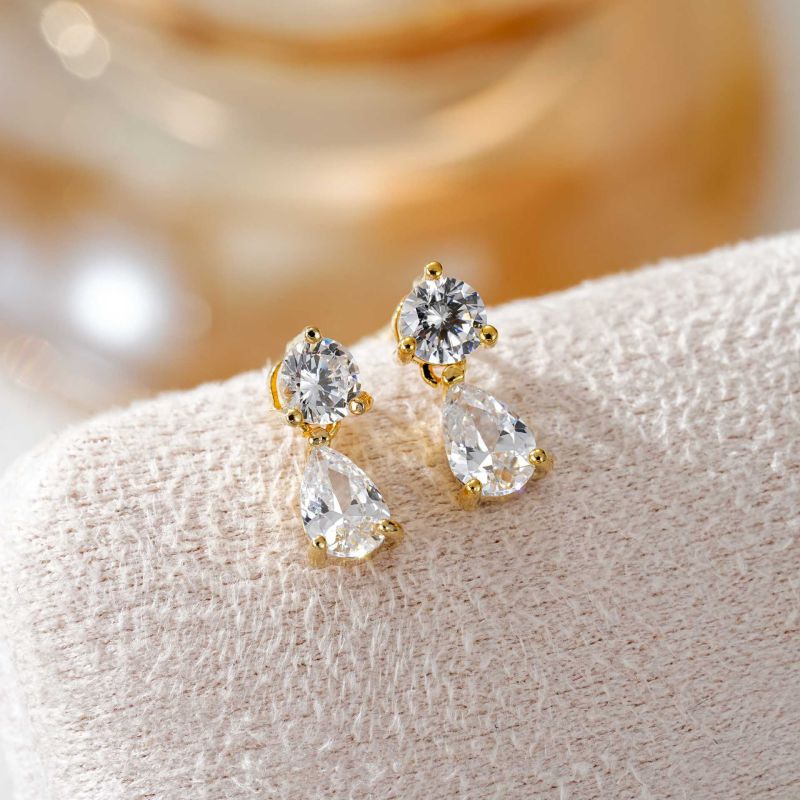 January Copper And Diamond-encrusted Teardrop Earrings