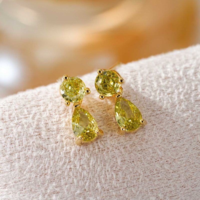 January Copper And Diamond-encrusted Teardrop Earrings