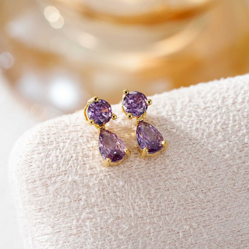 January Copper And Diamond-encrusted Teardrop Earrings