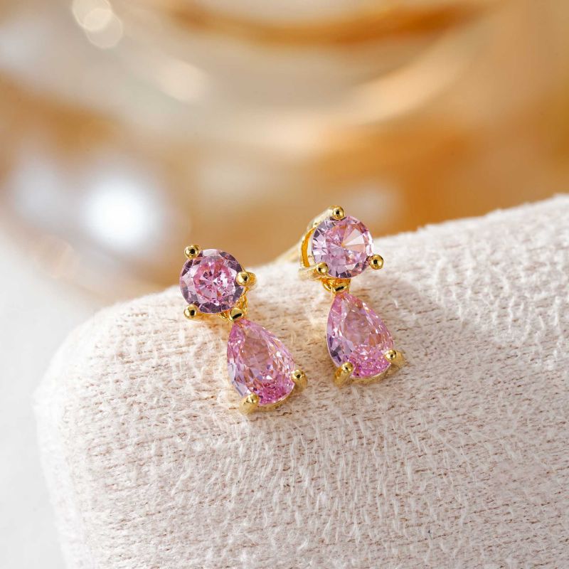 January Copper And Diamond-encrusted Teardrop Earrings