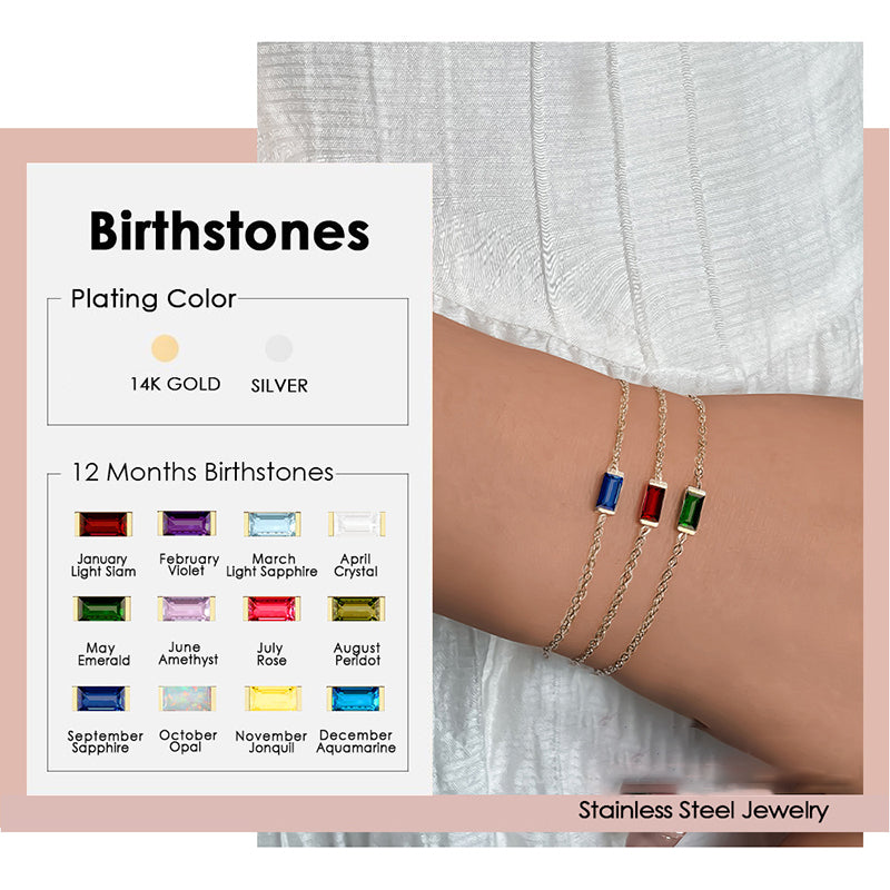 January Red Metal Diamond-encrusted Square Bracelet