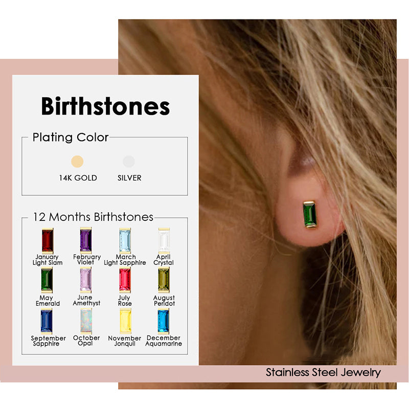 January Red Metal Diamond-encrusted Square Earrings