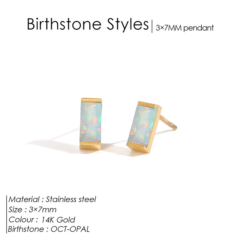 January Red Metal Diamond-encrusted Square Earrings