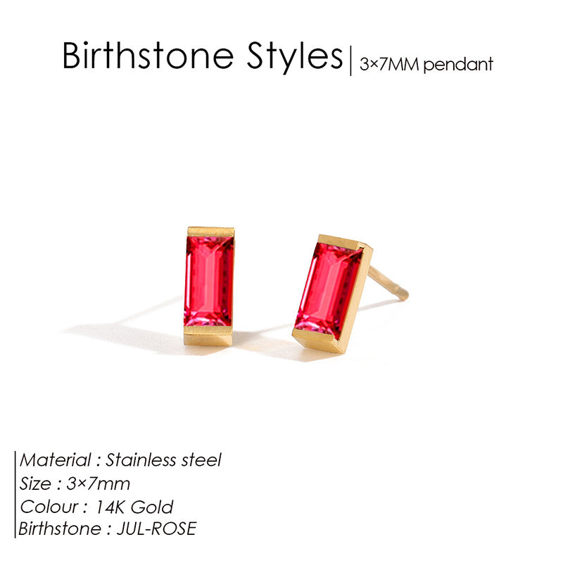 January Red Metal Diamond-encrusted Square Earrings