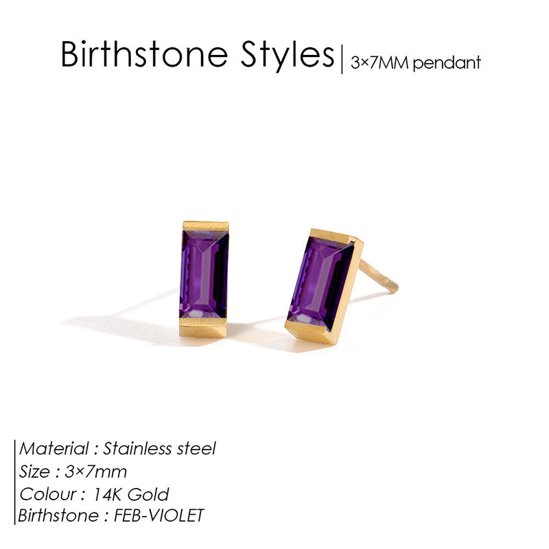 January Red Metal Diamond-encrusted Square Earrings