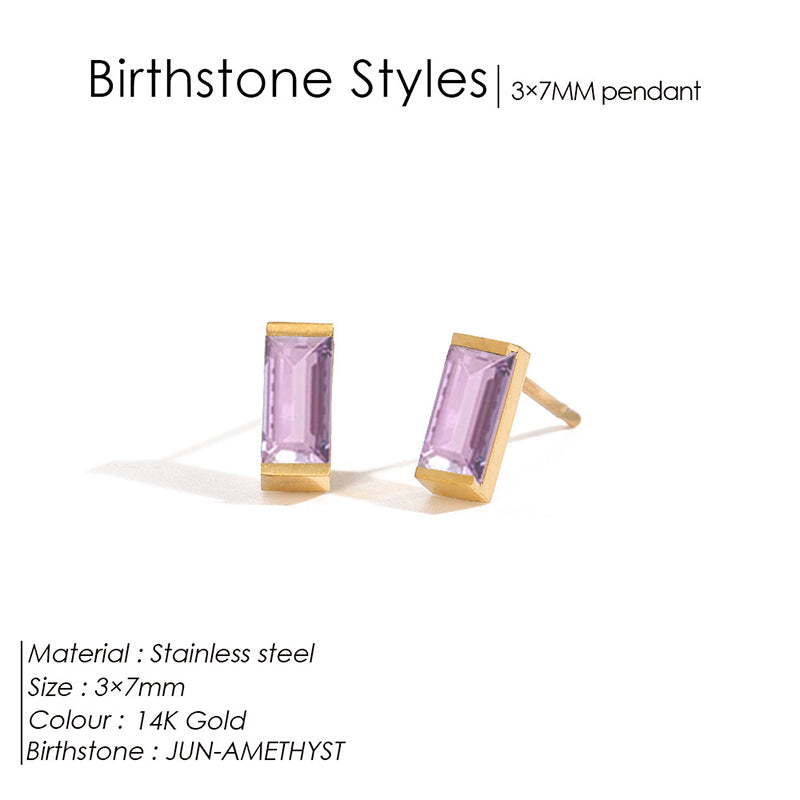 January Red Metal Diamond-encrusted Square Earrings