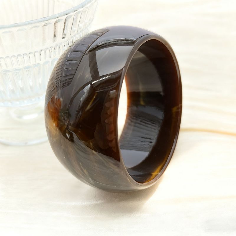 Jet Black Irregularly Shaped Resin Bracelet
