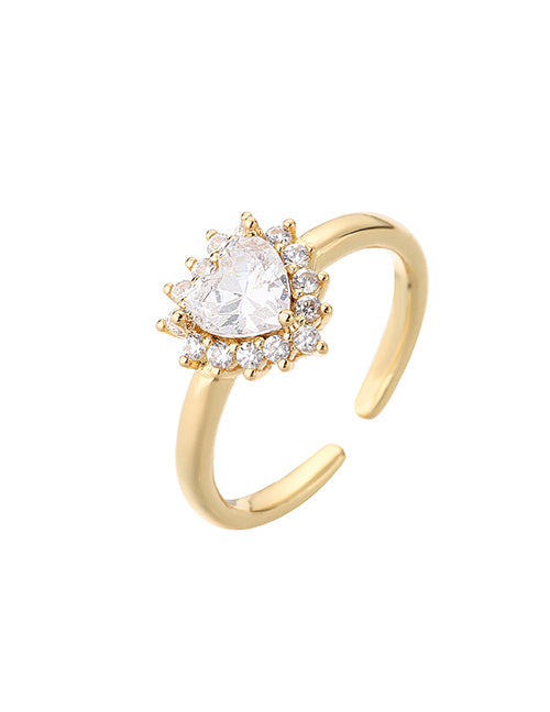 Fashion 1# Copper Set Square Diamond Open Ring