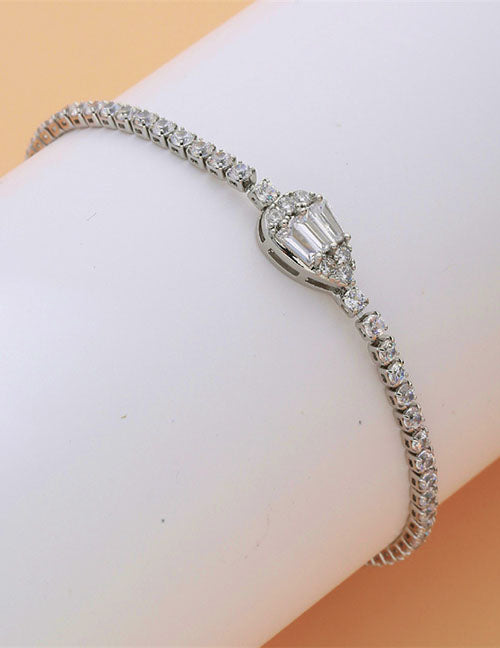 Fashion Square Gold Copper Inlaid Zirconia Tennis Link Bracelet