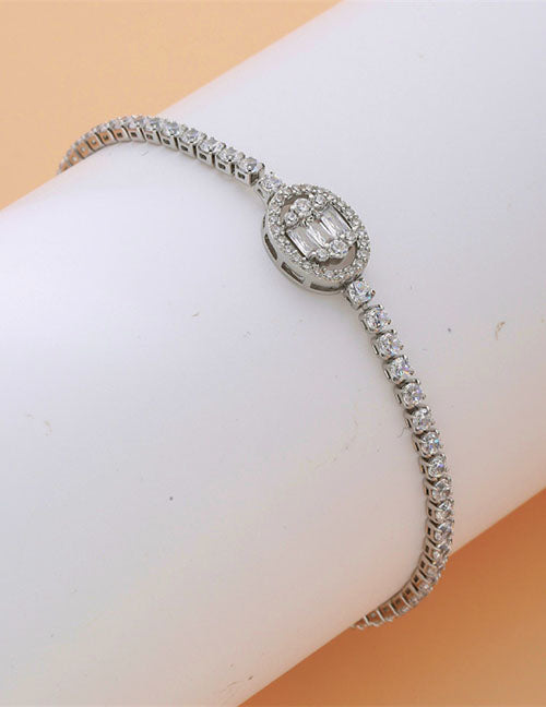 Fashion Square Gold Copper Inlaid Zirconia Tennis Link Bracelet