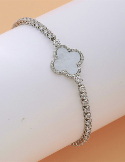 Fashion Square Gold Copper Inlaid Zirconia Tennis Link Bracelet