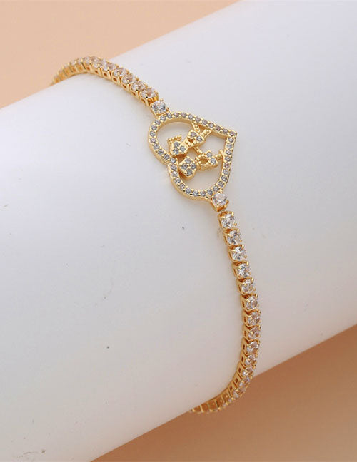 Fashion Square Gold Copper Inlaid Zirconia Tennis Link Bracelet