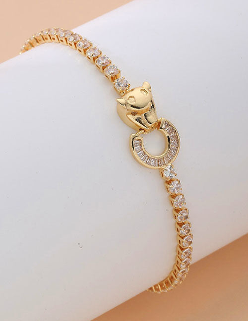 Fashion Square Gold Copper Inlaid Zirconia Tennis Link Bracelet