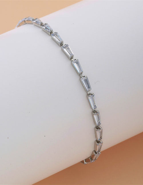 Fashion Square Gold Copper Inlaid Zirconia Tennis Link Bracelet