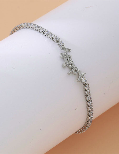 Fashion Square Gold Copper Inlaid Zirconia Tennis Link Bracelet