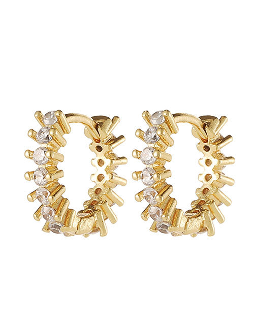 Fashion 1# Copper Inlaid Diamond Geometric Ear Ring