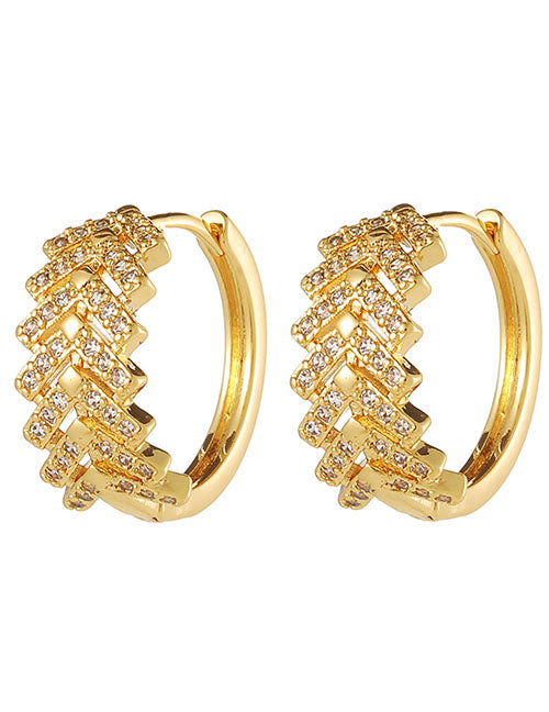 Fashion 1# Copper Inlaid Diamond Geometric Ear Ring