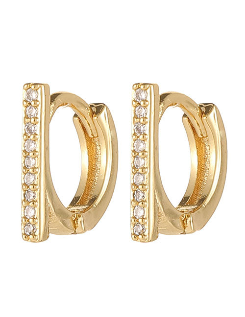 Fashion 1# Copper Inlaid Diamond Geometric Ear Ring