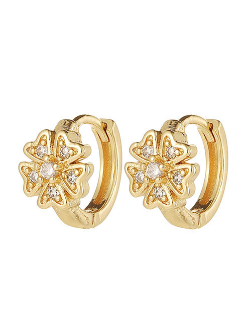 Fashion 1# Copper Inlaid Diamond Geometric Ear Ring