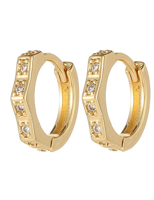 Fashion 1# Copper Inlaid Diamond Geometric Ear Ring