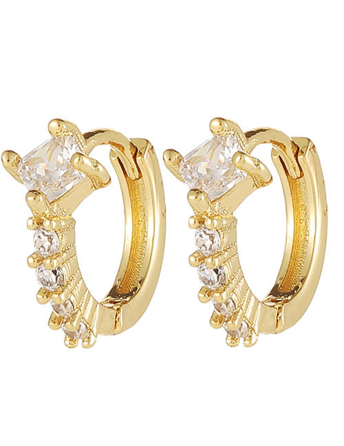 Fashion 1# Copper Inlaid Diamond Geometric Ear Ring