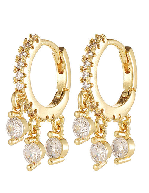 Fashion 1# Copper Inlaid Diamond Geometric Ear Ring