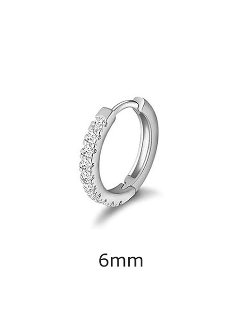 Fashion Steel Color 6mm Copper Inlaid Round Ear Ring