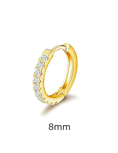 Fashion Steel Color 6mm Copper Inlaid Round Ear Ring