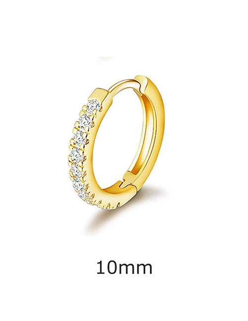 Fashion Steel Color 6mm Copper Inlaid Round Ear Ring