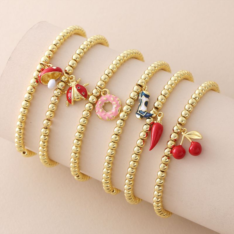 Ladybug Bracelet Gold-plated Copper Beaded Ladybug Bracelet