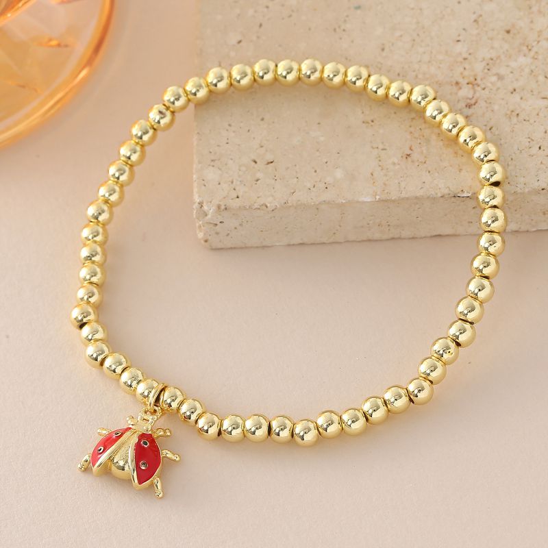 Ladybug Bracelet Gold-plated Copper Beaded Ladybug Bracelet