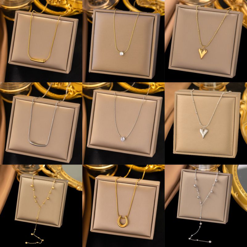 Large Beaded Necklace In Steel Color Titanium Steel Pearl Necklace