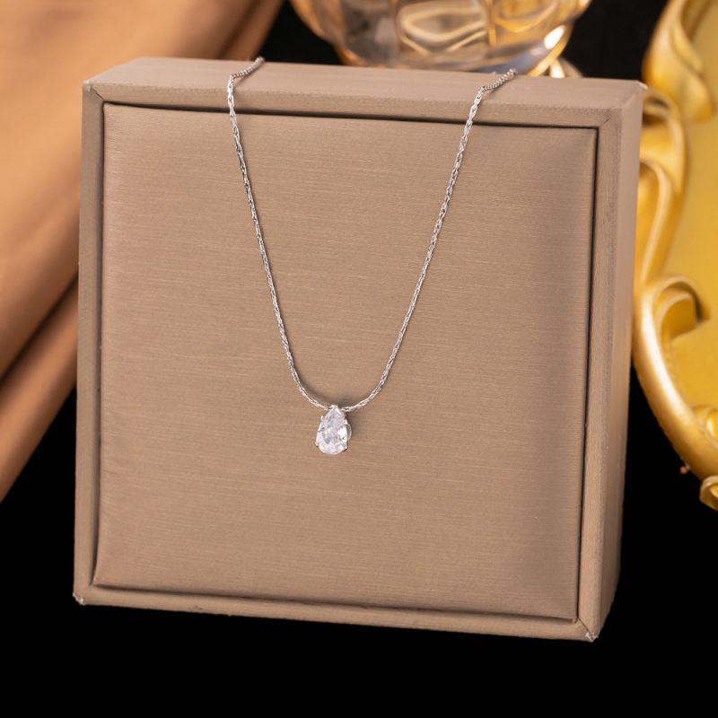 Large Beaded Necklace In Steel Color Titanium Steel Pearl Necklace