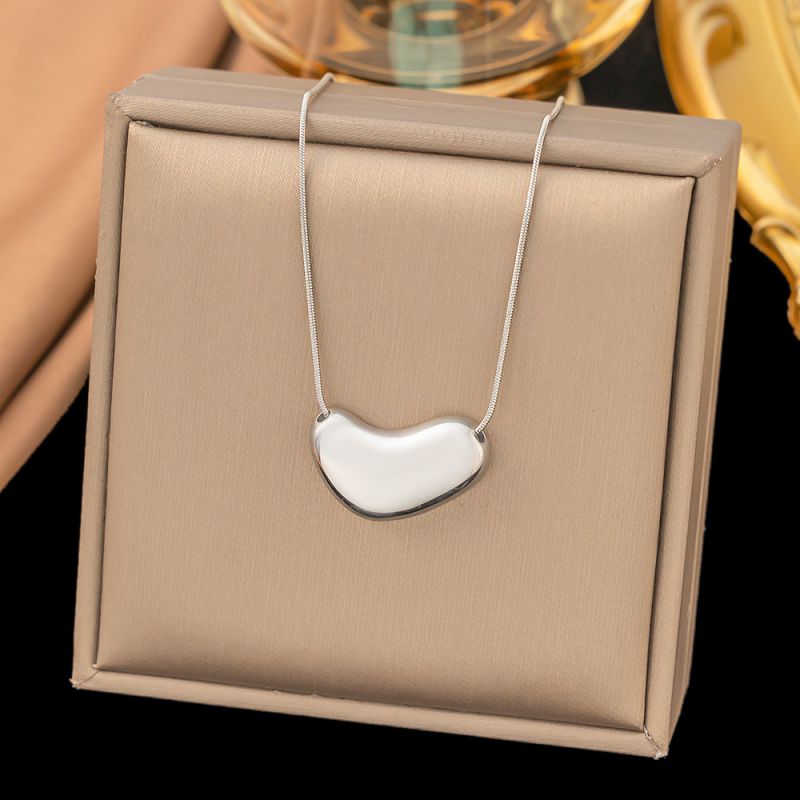 Large Beaded Necklace In Steel Color Titanium Steel Pearl Necklace