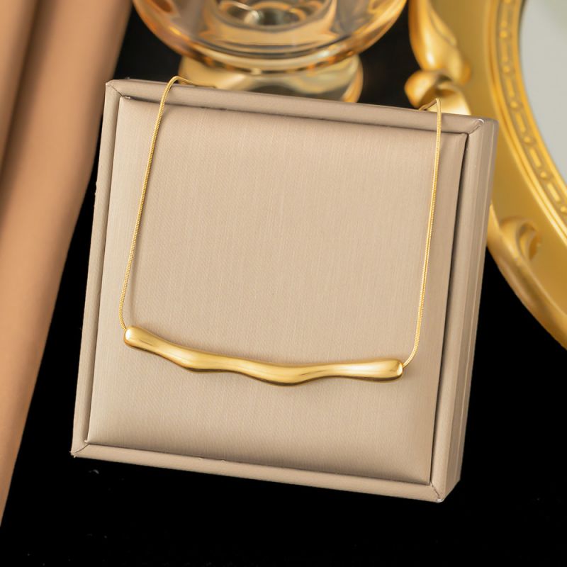 Large Beaded Necklace In Steel Color Titanium Steel Pearl Necklace