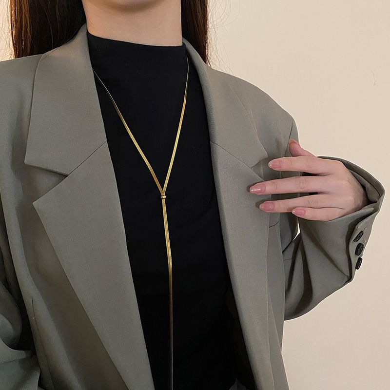 Large Beaded Necklace In Steel Color Titanium Steel Pearl Necklace