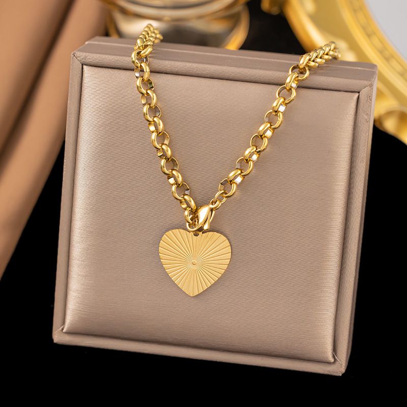 Large Beaded Necklace In Steel Color Titanium Steel Pearl Necklace