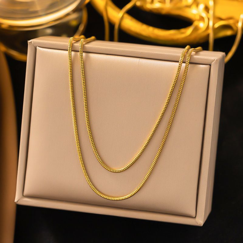 Large Beaded Necklace In Steel Color Titanium Steel Pearl Necklace