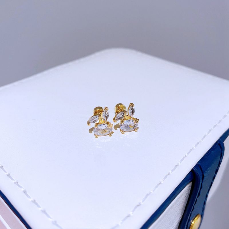 Large Gold Bow Titanium Steel Diamond-encrusted Bow Earrings