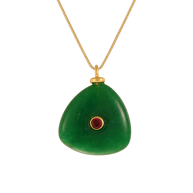 Leather Pink Irregular Natural Stone Inlaid Zirconium Copper Necklace